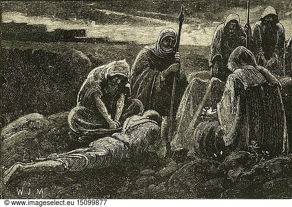 Die Männer von Jabesch trauern um das Grab von Saul und Jonathan   1890. Schöpfer: Unbekannt.