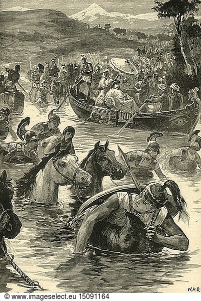 Die Makedonier bei der Überquerung der Jaxartes  1890. Schöpfer: Unbekannt.