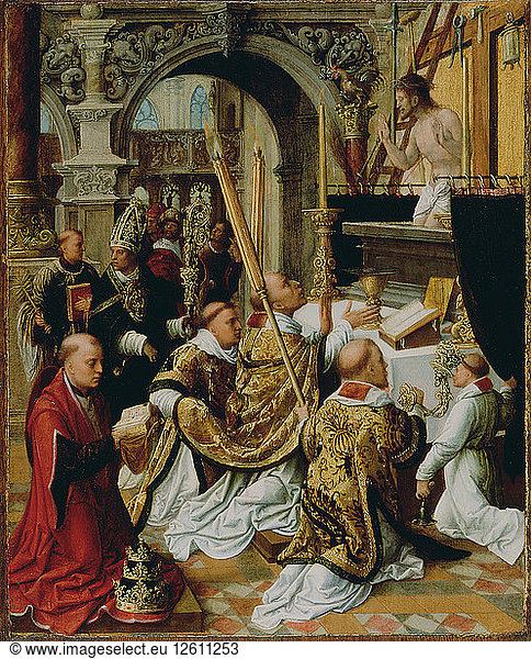 Die Messe des Heiligen Gregor des Großen  ca. 1510-1520. Künstler: Isenbrant  Adriaen (1490-1551)
