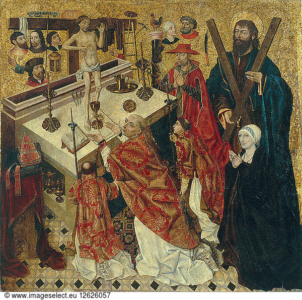 Die Messe des Heiligen Gregor des Großen. Künstler: Cruz  Diego de la (tätig 1482-1500)