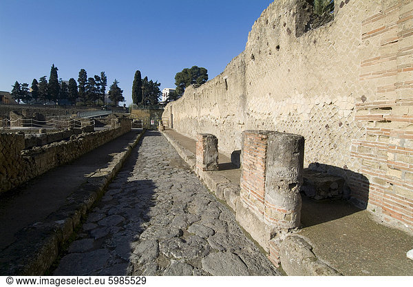 Die Ruinen von Herculaneum  eine römische Stadt in 79 zerstört durch einen Vulkanausbruch vom Vesuv  UNESCO-Weltkulturerbe  in der Nähe von Neapel  Kampanien  Italien  Europa