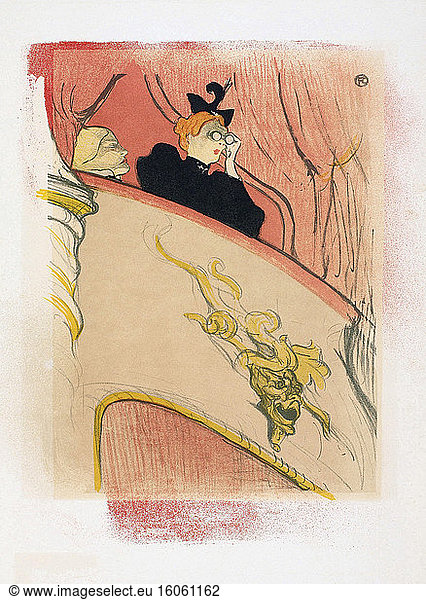 Die Schachtel mit der vergoldeten Maske. Plakat von Henri de Toulouse-Lautrec. Henri de Toulouse-Lautrec  französischer Künstler  1864-1901. Das Plakat wurde ursprünglich als Programm für Marcel Luguets Le Missionnaire am Théâtre Libre entworfen.