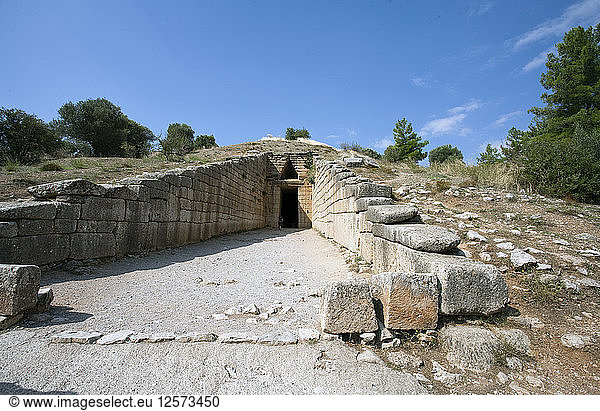 Die Schatzkammer des Atreus (Grabmal des Agamemnon),  Mykene,  Griechenland. Künstler: Samuel Magal