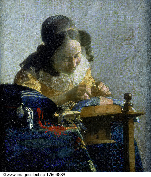 Die Spitzenklöpplerin  um 1664. Künstler: Jan Vermeer