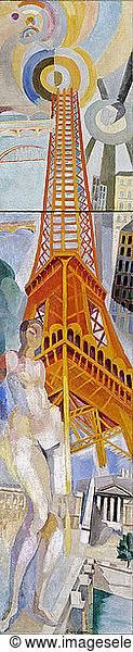 Die Stadt Paris  die Frau und der Eiffelturm  1925. Schöpfer: Delaunay  Robert (1885-1941).