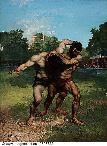 Die Wrestler. Künstler: Courbet  Gustave (1819-1877)