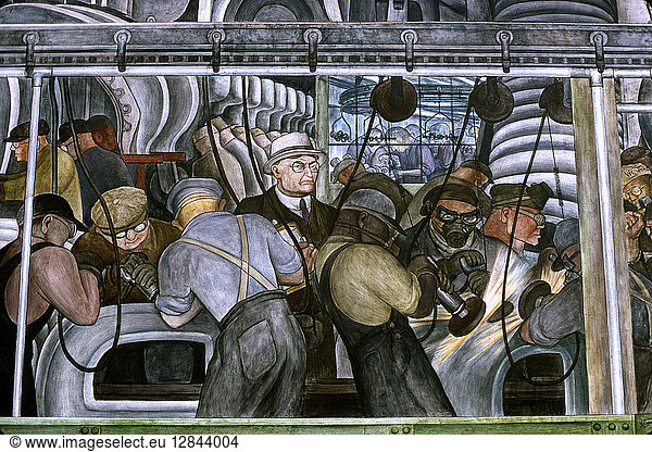 Diego Rivera Detroit Henry Ford And Workers At One Of His Plants Small Panel From Diego