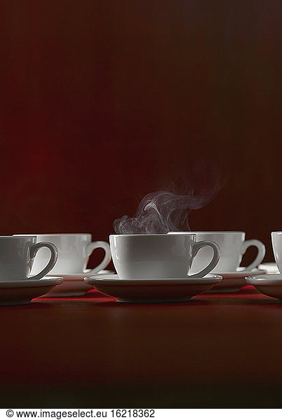 Different cups of coffee  close up