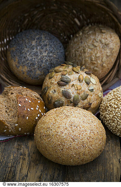 Different whole meal bread rolls  Bread basket