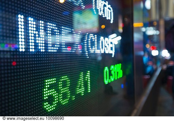Digital display for stock market changes  Hong Kong  China