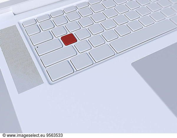 Digital Illustration of Close-up of Laptop Keyboard with one Red Key