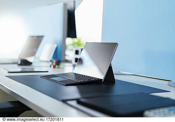 Digital tablets on desk at office