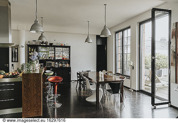 Dining area in a designer loft