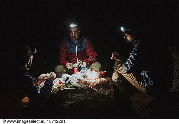 Dinner in high altitude in Guajara mountain  El Teide