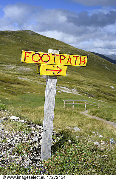 Directional sign in Scottish Highlands