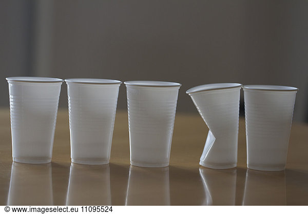Disposable glass in a row