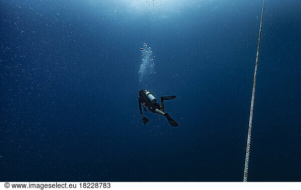 Diver at the gulf of Thailand close to Koh Tao