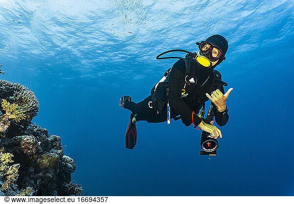 diver exploring the Great Barrie Reef