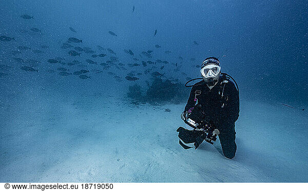 diver exploring the tropical waters around the Maldives
