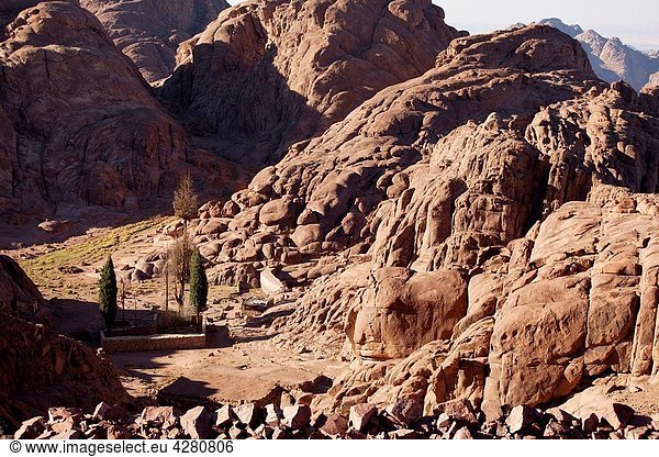 Djebel Musa or Mount Sinai near Saint Katherine or El Miga village  Sinai  Egypt  Africa