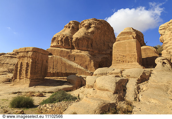 Djinn Blocks Bab as-Siq (Entrance to the Siq) Petra UNESCO World Heritage Site Jordan Middle East