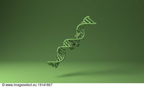 DNA covered with green plants against green background