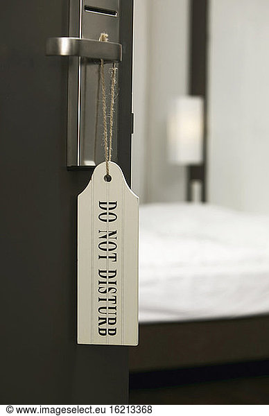 Do-not-disturb sign in hotel room