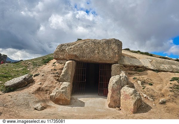 Dolmen of Menga,  Menga megalithic dolmen,  Antequera,  UNESCO World Heritage site,  Málaga province,  Andalusia,  Spain.