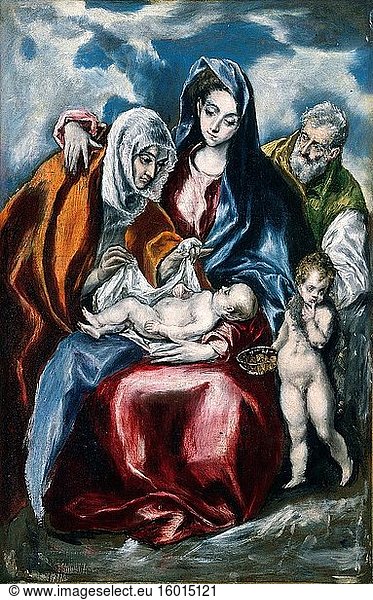 Dom?nikos Theotok?poulos - El Greco - die Heilige Familie mit der Heiligen Anna und dem Kind Johannes dem Täufer.