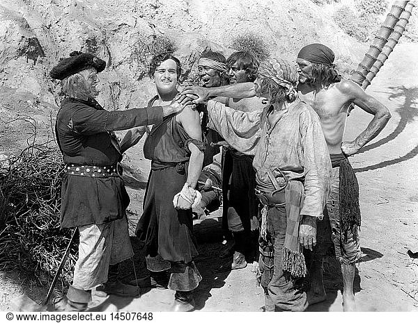 Donald Crisp  (left)  Douglas Fairbanks  on-set of the Film  The Black Pirate  1926