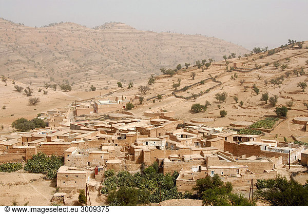 Dorf am Hang in Anti Atlas Südwest Marokko