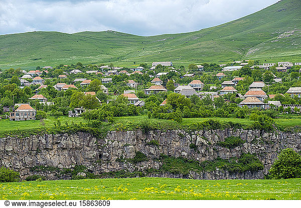 Dorf Yaghdan am Rande der Schlucht des Dzoraget Flusses  Provinz Lori  Armenien