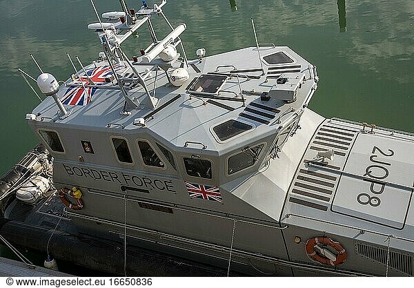 Dover  Kent  England  HMC Eagle a Border Force coastal patrol vessel alongside the new pier in Port of Dover.