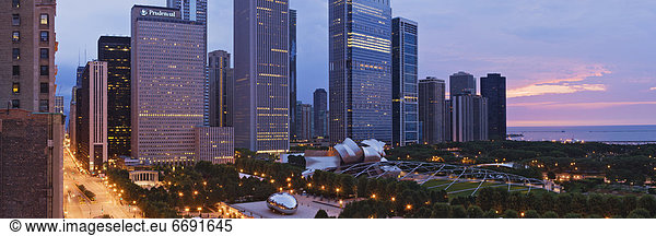 Downtown Chicago Overlooking Millennium Park at Dawn
