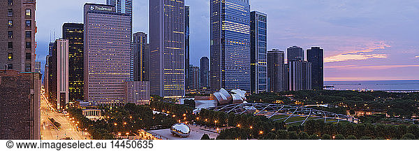Downtown Chicago Overlooking Millennium Park at Dawn