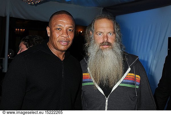 Dr. Dre and Rick Rubin attend the Universal Music Group Chairman & CEO Lucian Grainge's annual Grammy Awards viewing party on February 10  2013 in Brentwood  California.