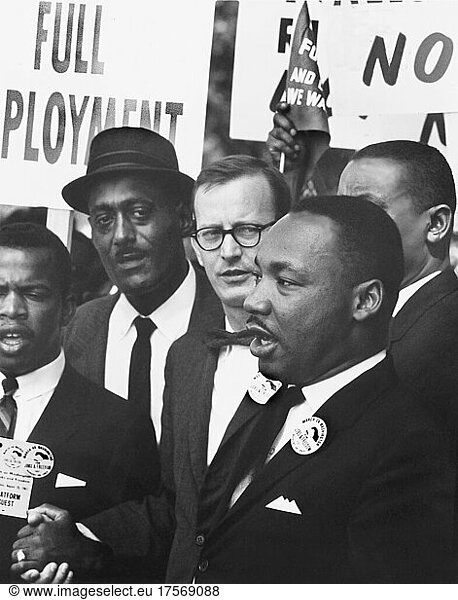 Dr. Martin Luther King  Jr.  President of Southern Christian Leadership Conference  and Mathew Ahmann  Executive Director of National Catholic Conference for Interracial Justice  in a Crowd at Civil Rights March on Washington for Jobs and Freedom  Washington  D.C.  USA  Rowland Scherman  August 28  1963