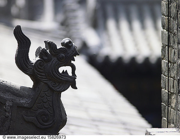 Drachenkopf-Statue in der antiken Stadt Pingyao