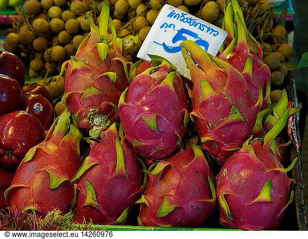 Dragonfruit  Kaeo mangkon  Market  Chiang Mai  Thailand  Asia