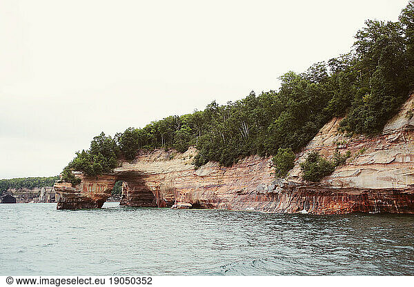 Dramatic coastal cliffs and caves at Pictured Rocks National Lakeshore
