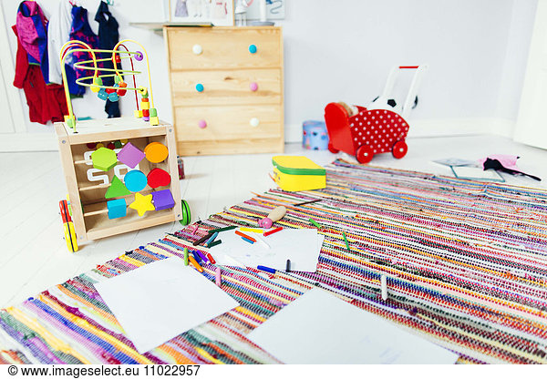 Drawing products and toys in child's room