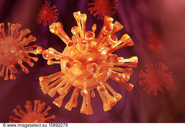 Dreidimensionale Darstellung des COVID-19-Virus