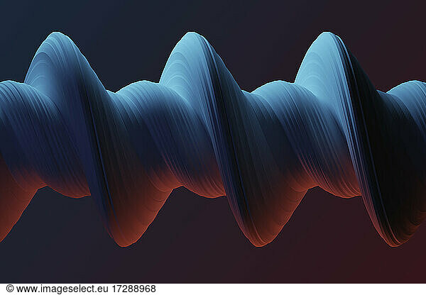 Dreidimensionales Rendering einer blau gefärbten verdrehten Form