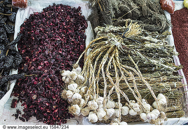 Dried organic spices at local market.