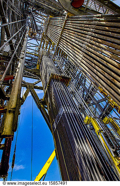 Drill Floor onboard drill ship looking straight up