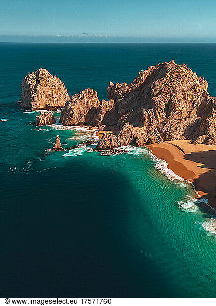Drone shot of the arch of Cabo San Lucas