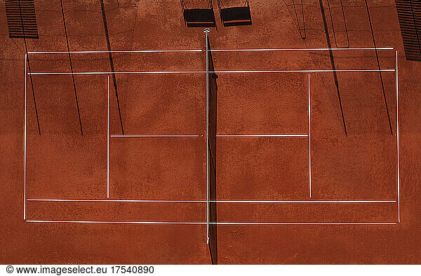 Drone view of empty tennis court