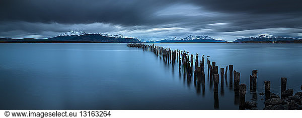 Dusk over Last Hope Sound  Puerto Natales  Patagonia  Chile