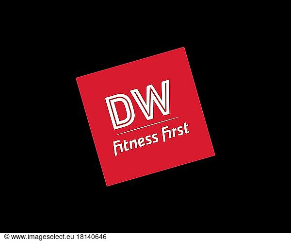 DW Sports Fitness  gedrehtes Logo  Schwarzer Hintergrund