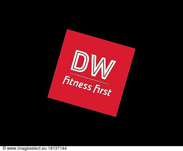 DW Sports Fitness  gedrehtes Logo  Schwarzer Hintergrund B